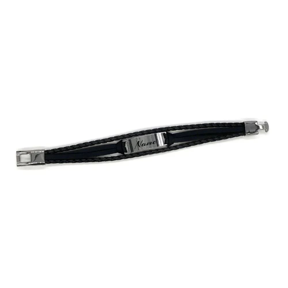 Mens bracelet with silver name plate . - Picture 3 of 4